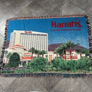 Harrahs Rincon Casino & Resort Tapestry Throw Blanket Women 40x55 Blue Souvenir